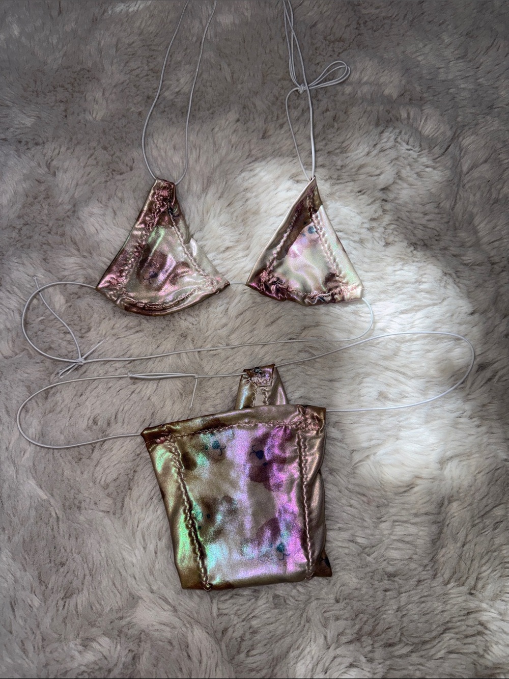 Holographic Micro Bikini With Teddy Bears Exotic Dancewear / Rave